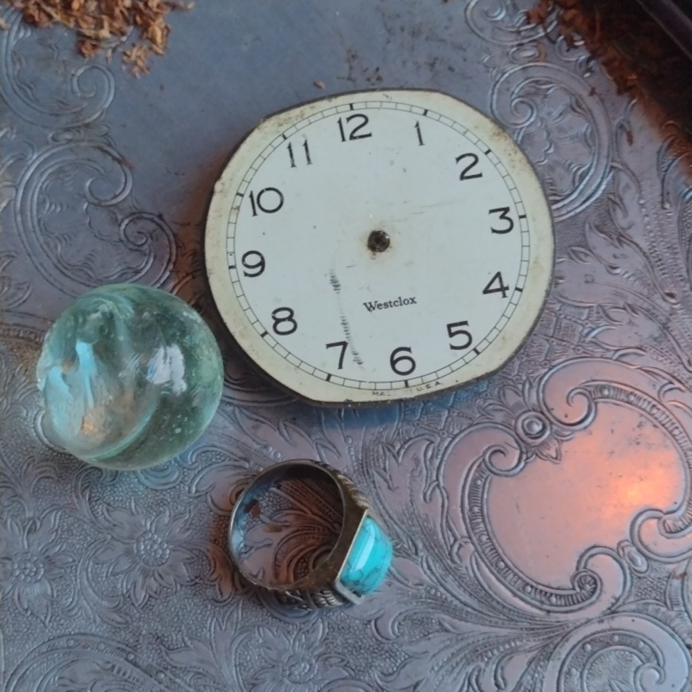 Westclox part turquoise med.ring antique Marble
